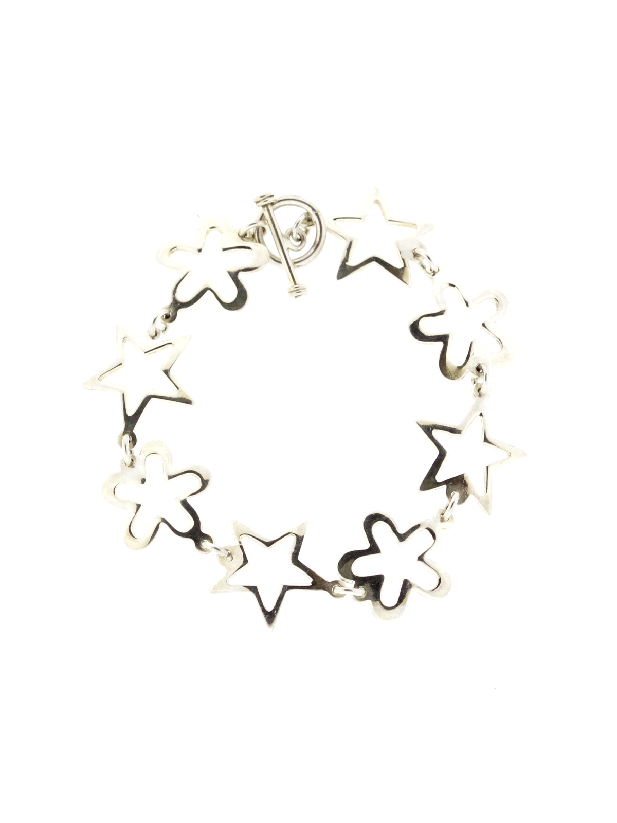 Pulsera de plata estrella flor